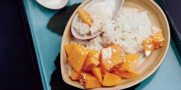 Sweet Sticky Rice With Mangoes And Sesame Seeds