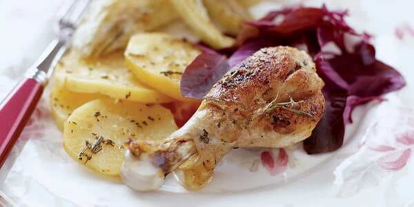 Baked Chicken With Potatoes, Fennel And Mint