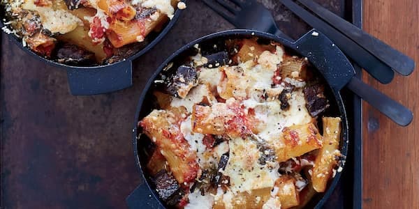 Baked Rigatoni With Eggplant, Tomatoes And Ricotta