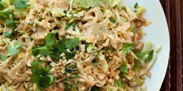 Chilled Rice Noodle And Cabbage Salad With Spicy Peanut Dressing