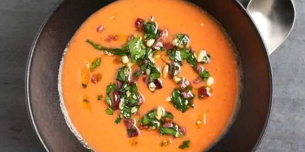 Chilled Tomato Soup With Parsley-Olive Salsa