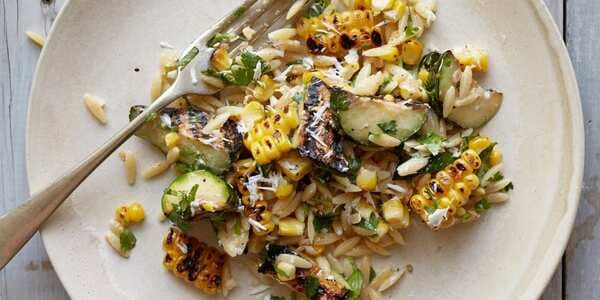 Corn-And-Zucchini Orzo Salad With Goat Cheese