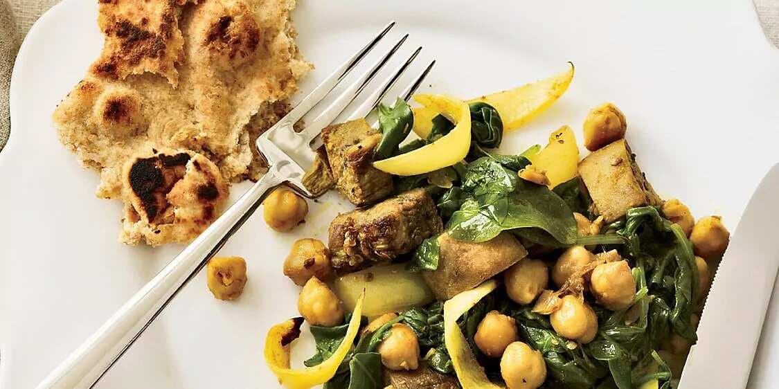 Curried Eggplant With Chickpeas And Spinach