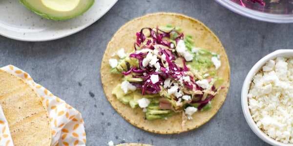 Fresh Cabbage And Avocado Tacos With Queso Fresco