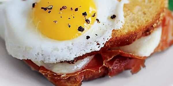 Grilled Ham And Cheese Sandwiches With Fried Eggs