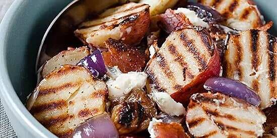 Grilled Potato And Onion Salad With Blue Cheese And Bacon