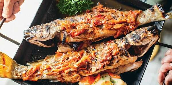 Grilled Whole Fish With Tomato-Fennel Sauce