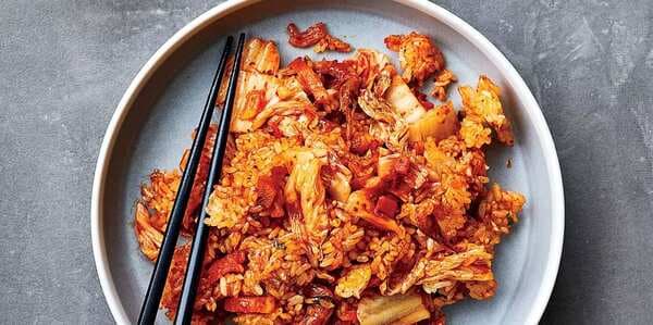 Kimchi Fried Rice With Spicy Shrimp-And-Sesame Sauce