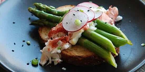Lobster-And-Asparagus Salad With Miso-Mustard Vinaigrette