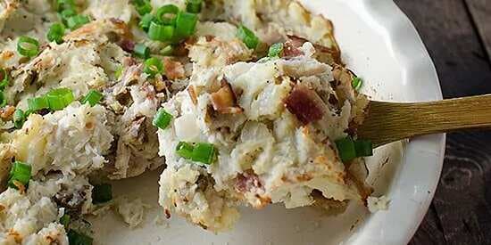 Mashed Potato Casserole With Pulled Chicken And Crispy Bacon