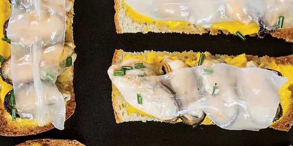 Mussel Toasts With Pickled-Carrot-And-Coriander Butter