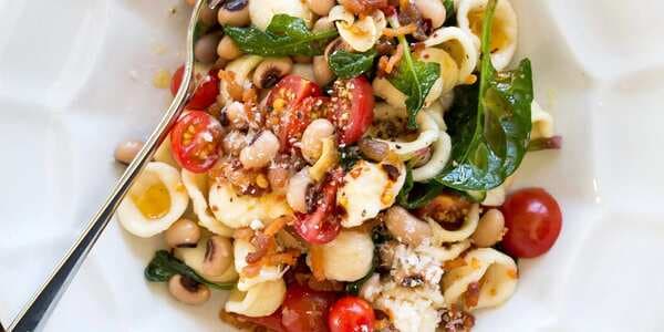 Orecchiette With Bacon, Black-Eyed Peas And Spinach