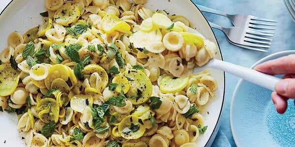 Orecchiette With Summer Squash, Mint And Goat Cheese
