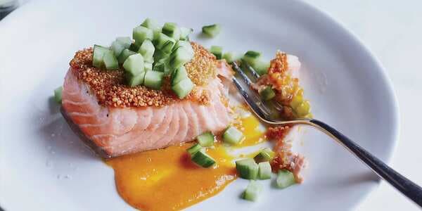 Quinoa-Crusted Salmon With Spicy Orange-Miso Sauce