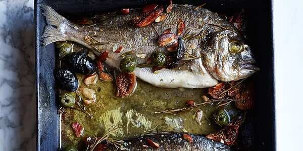 Roast Dorade With Figs, Olives And Almonds