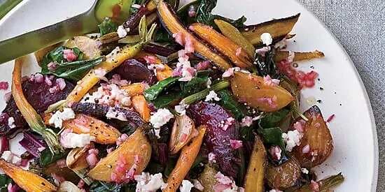 Roasted Beets And Carrots With Goat Cheese Dressing
