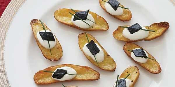 Roasted Fingerling Potato And Pressed Caviar Canapés