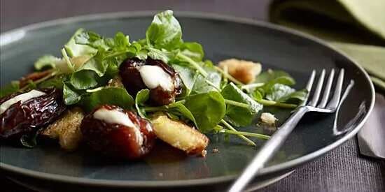 Roasted Mascarpone-Filled Dates With Watercress & Brioche
