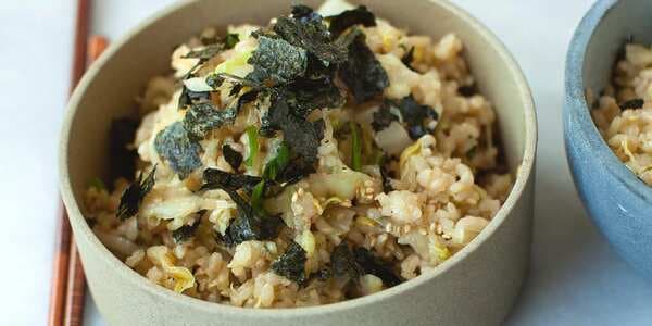 Stir-Fried Brown Rice And Cabbage With Toasted Nori