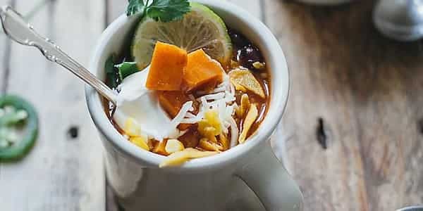 Vegetarian Tortilla Soup With Sweet Potato