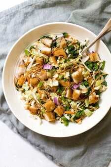 Crispy Chicken Salad With Peanut Garlic Dressing