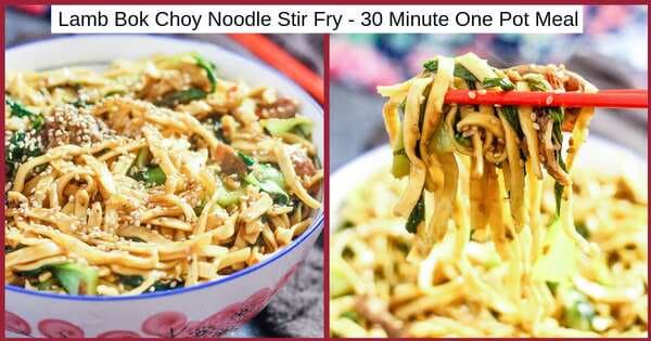 Lamb Bok Choy Noodle Stir Fry