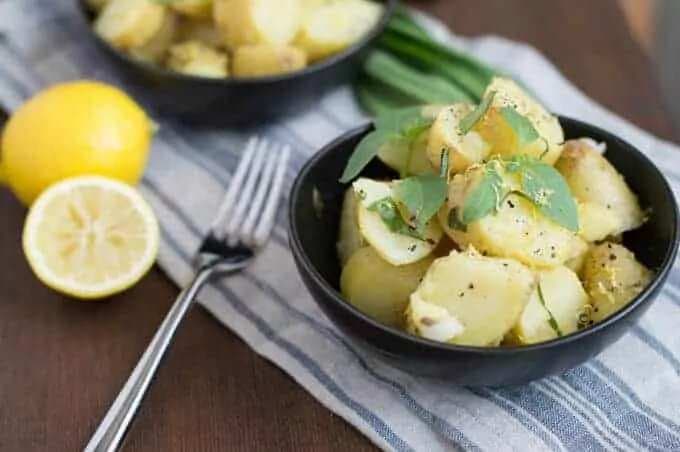 Lemon Potatoes With Fresh Lemon Basil And Ramps