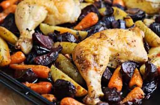 One-Pan Roast Chicken And Beetroot