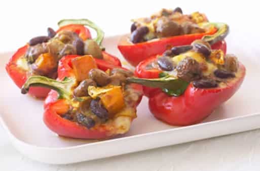 Roasted Peppers With Spiced Beans And Goat's Cheese