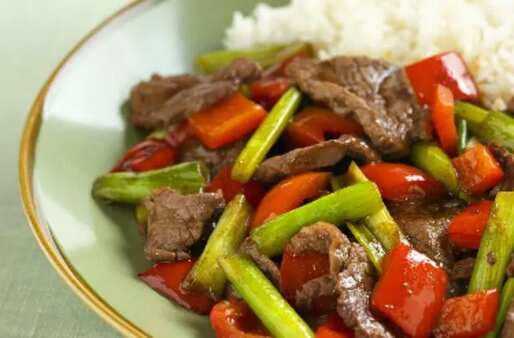 Sweet Beef Stir-Fry With Spring Onions And Pepper