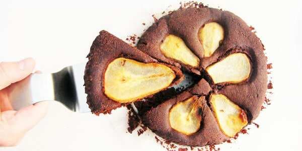 Vegan Pear Chocolate Brownie Cake