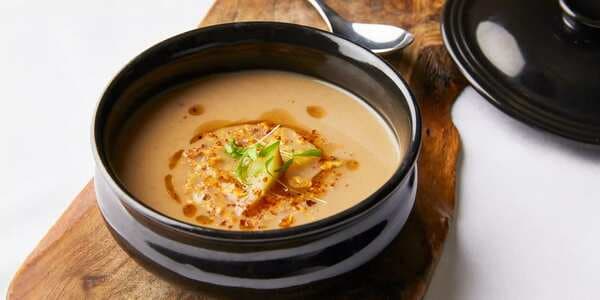 Jerusalem Artichoke Soup With Burnt Pear And Walnut