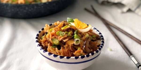 Kimchi Fried Rice With Shiitake Mushrooms