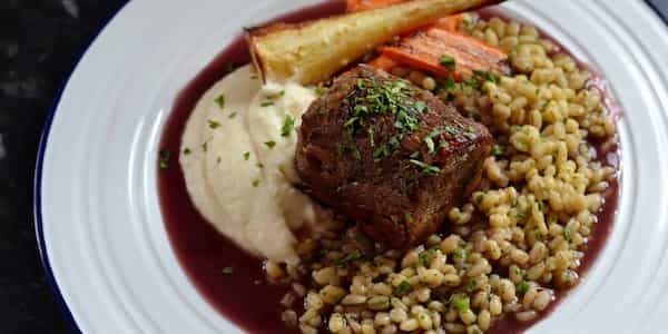 Braised And Set Lamb Shoulder With Pearl Barley