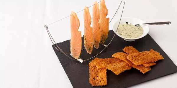 Salmon With Oyster Mayonnaise And Croutons