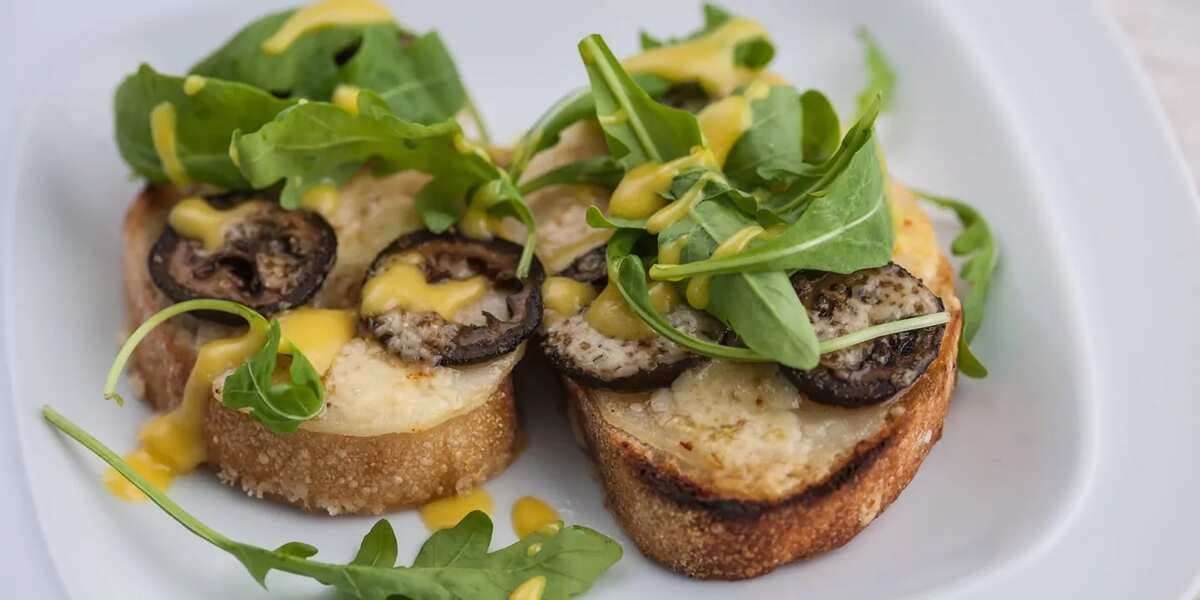 Grilled Pear & Walnuts With Cheese On Toast