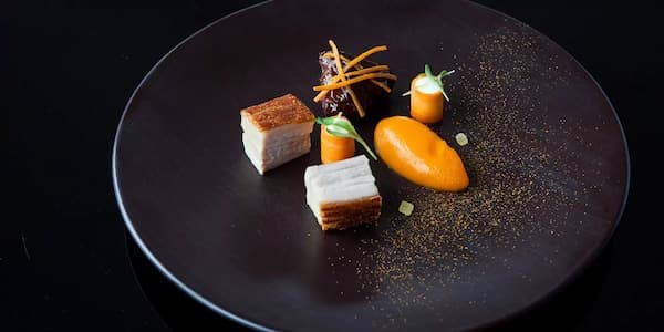 Braised Pork Belly And Cheeks, Pickled Carrot, Ginger And Coriander
