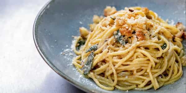 Spaghetti With Lemon, Anchovy, Sage And Pangrattato