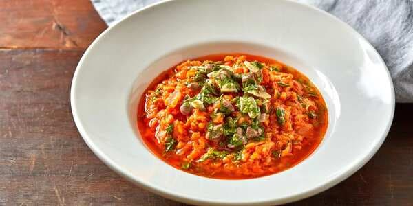 Tomato Risotto With Anchovies