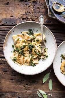 Butternut Squash Cheese Ravioli With Browned Butter Sage Pesto