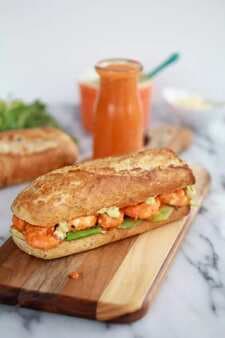 Grilled Buffalo Shrimp Sandwiches With Spicy Avocado Ranch