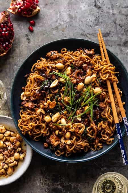 30 Minute Spicy Sesame Noodles With Ginger Chicken