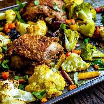 Sheet Pan Curried Chicken And Vegetables