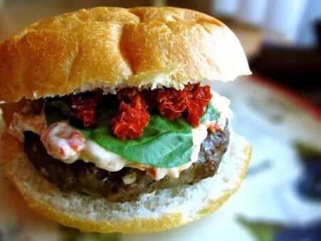 Basil Beef Burgers With Sun Dried Tomato-Herb Aioli