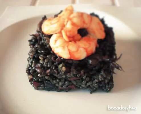 Black Rice With Baby Squid And King Prawns