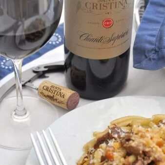 Casarecce Pasta With Braised Beef And Santa Cristina Chianti Superiore