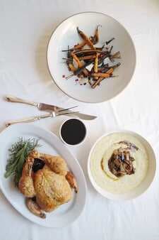 Italian Holiday Table:Chicken With Herbed Polenta And Carrots And Chocolate Almond Cookies