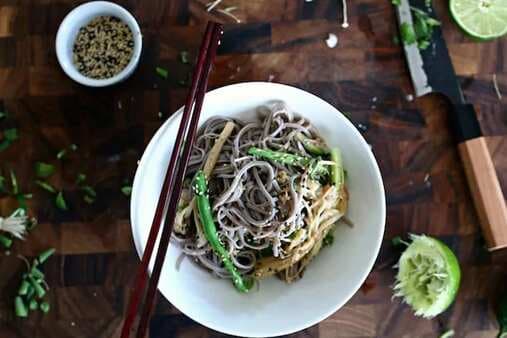 Cold Soba Noodle Sesame Bowl With Cucumbers