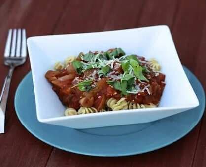 Cooking Magazines:Slow Cooker Penne With Eggplant Tomato Sauce