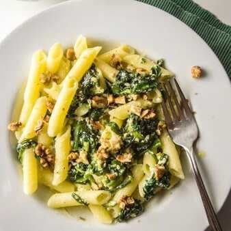 Creamy Ricotta Pasta With Sauted Spinach